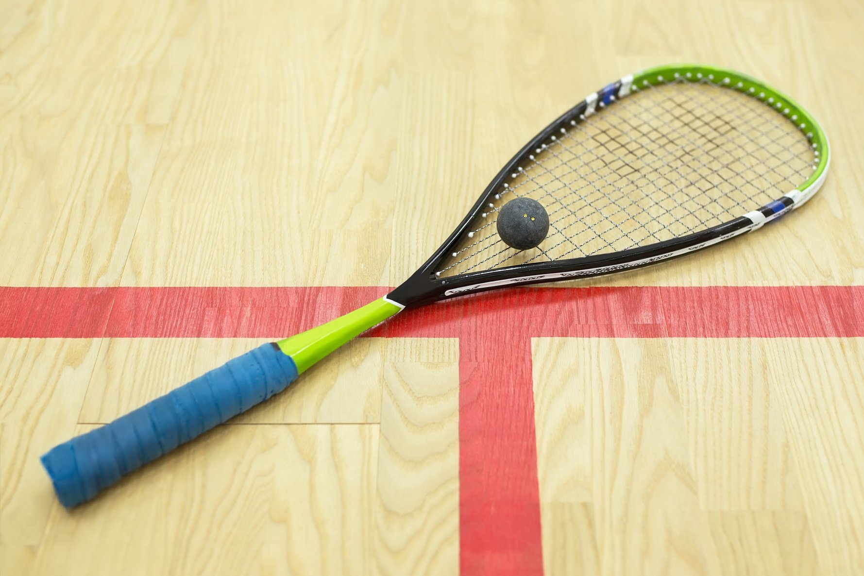 squash racket and ball